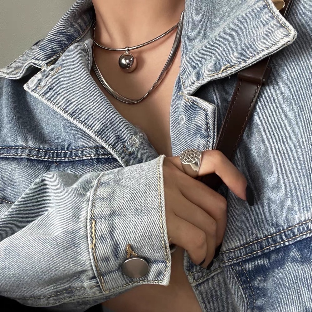💎HP‼️💋 Gorgeous Titanium steel Silver-toned Double-layered Chain necklace rock - Picture 3 of 8